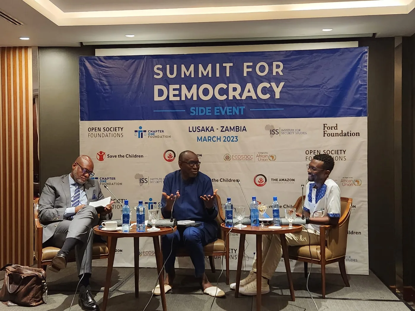 Dr Tshepo Gwatiwa on a Summit for Democracy side-event panel in Lusaka, Zambia